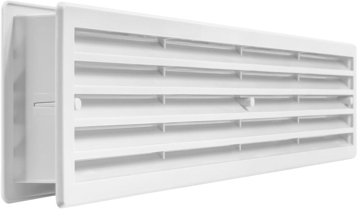 Deurrooster Kunststof - Ventilatierooster Deur - Luchtcirculatie Verbeteren - Dubbel Beschermrooster - 45 x 9.2 cm - Wit