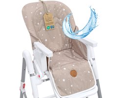 Stoelverkleiner voor kinderstoel Baby Stoelkussen Stoel - Kinderzitkussen voor Ikea Peg Perego Kinderstoel Stoelhoes voor kinderstoel Babystoel en kinderstoelen Oeko-Tex Beige met witte sterren
