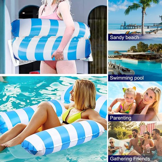 Opblaasbare Waterhangmat - Set van 2 - Zwembad Luchtbed voor Volwassenen en Kinderen — afbeelding 4
