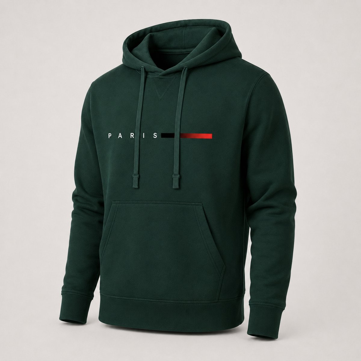 Hoodie Heren met Capuchon – Sweater Heren – Trui Heren Paris Design – Casual Streetwear – Donkergroen - M