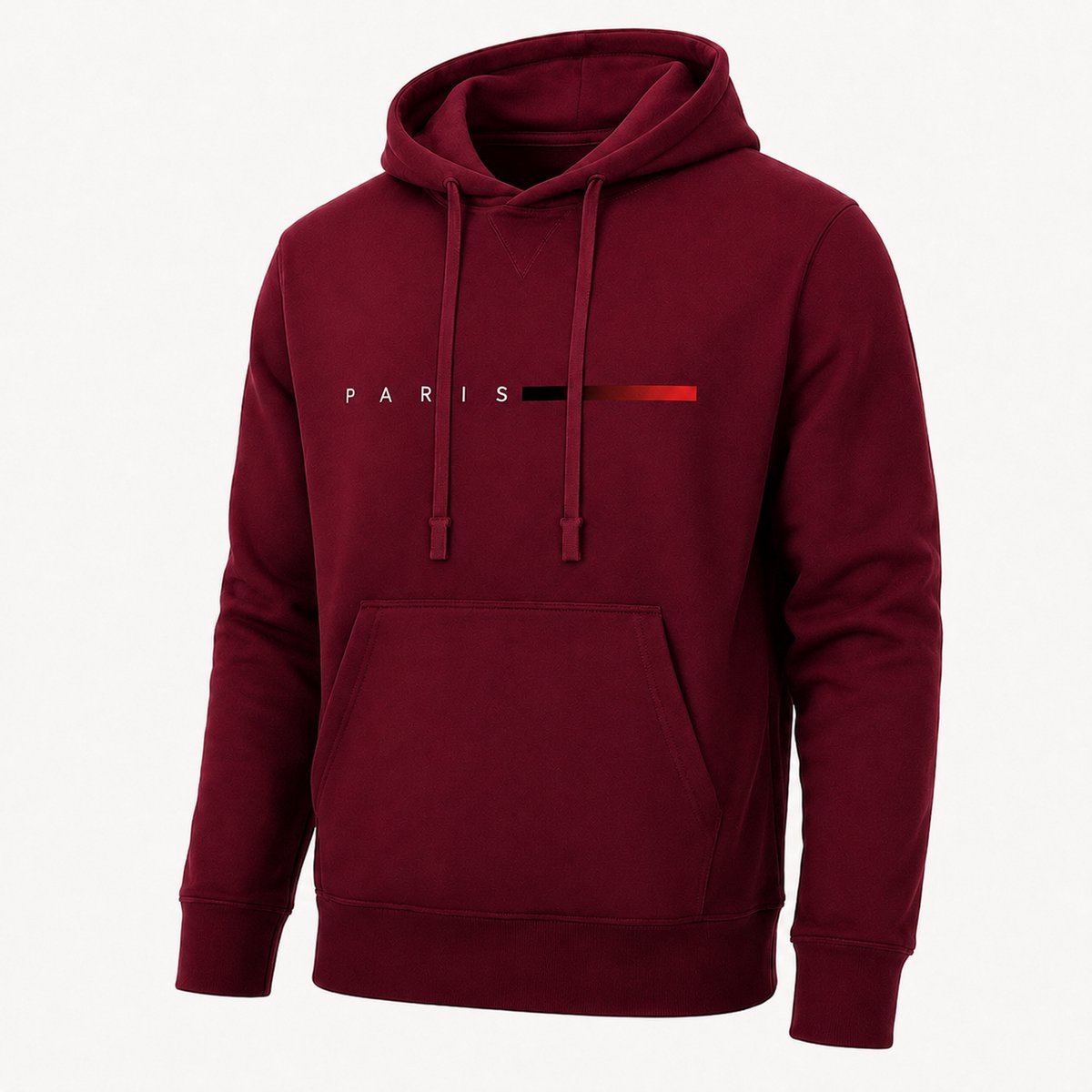 Hoodie Heren met Capuchon – Sweater Heren – Trui Heren Paris Design – Casual Streetwear – Bordeauxrood - XXL