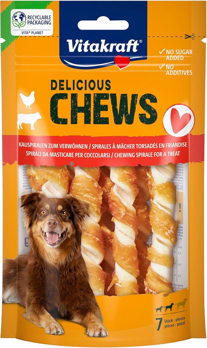 Thijox - Hondenkauwbotten Runderhuid met Kippenvlees - Kauwspiralen voor Honden - Suikervrij - 70g - Perfect voor Bezigheid en Verwennerij