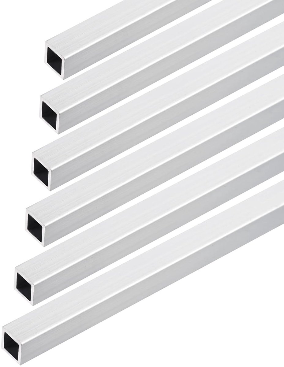 6 Stuks 10mm x 10mm x 1mm 6063 Aluminium Vierkante Buizen van 300mm Lengte voor Machineframe en DIY Projecten