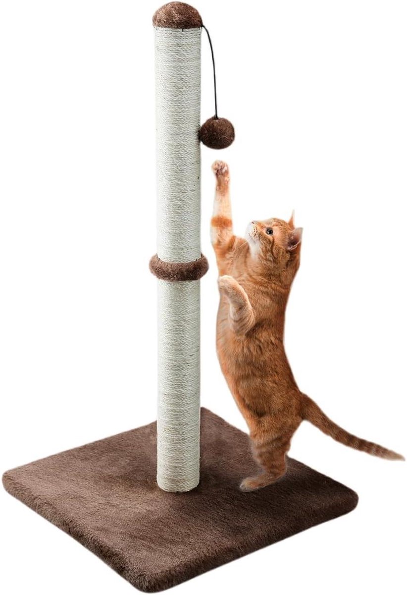 Kattenkrabpaal - Krabmeubel - Kattenentertainment - Volledige rekhoogte - 86 cm hoog - Donkerbruin