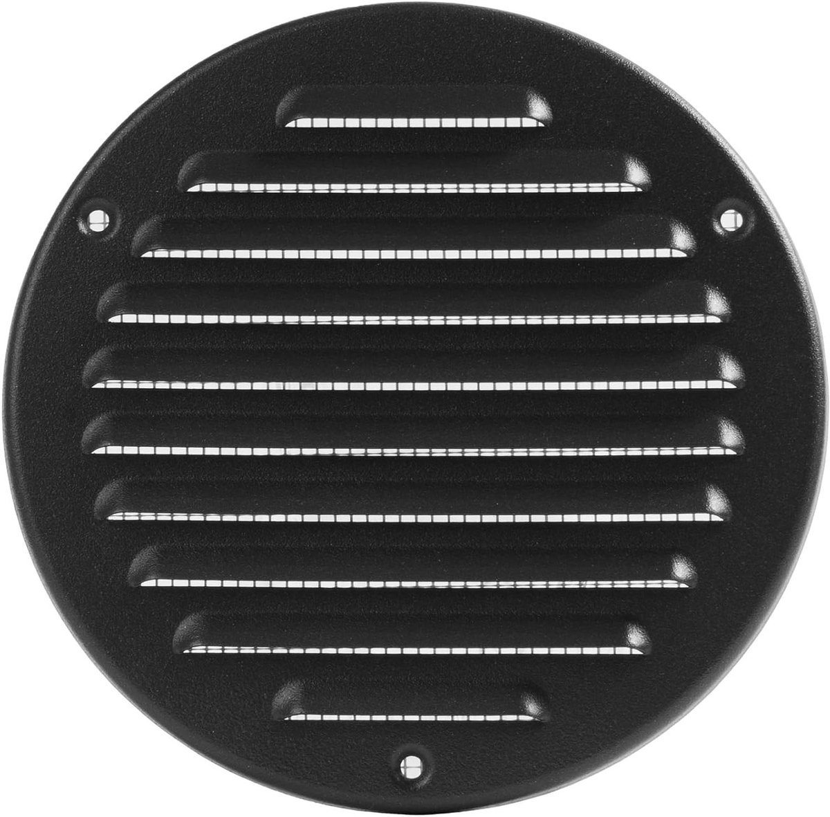 Ventilatierooster Metaal - Rond Rooster - Ventilatie Verbeteren - Geïntegreerd Vliegengaas - 12 cm Opening - Zwart