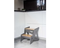 Houten opstapje - Donker grijs