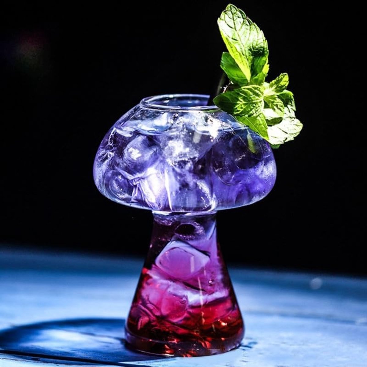 Set van 2 Cocktailglazen 300ml met Rietje, Heldere Paddenstoelvormige Glazen voor Feestjes en Bars