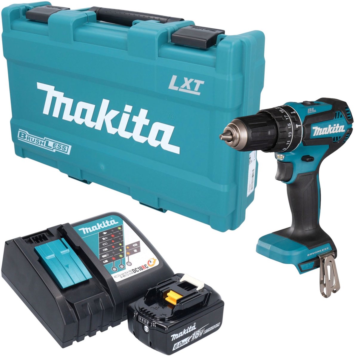 Makita DHP 485 RG1K accu-slagboormachine 18 V 50 Nm borstelloos + 1x accu 6,0 Ah + oplader + koffer