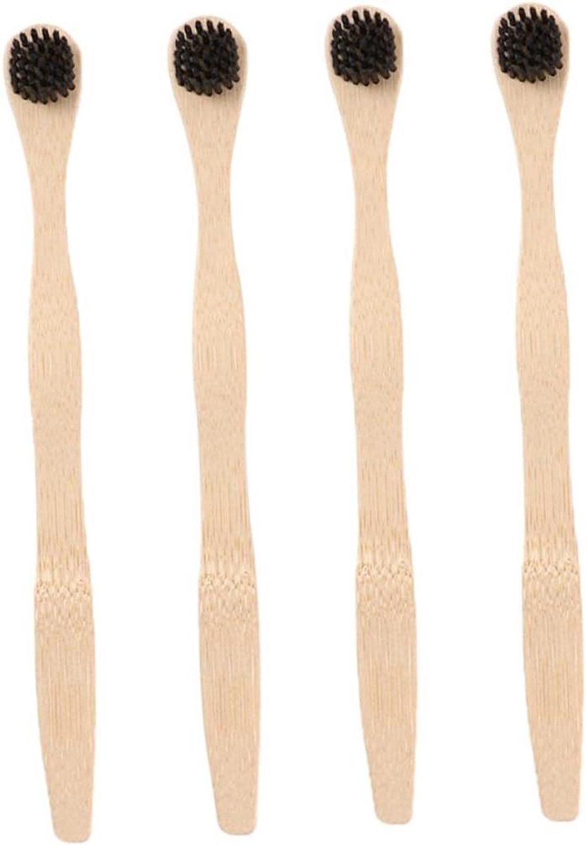 Tongschraper Set - Mondreiniging Hulpmiddel - Frisse Adem - Zacht Nylon Borstel - 4 Stuks - Zwart