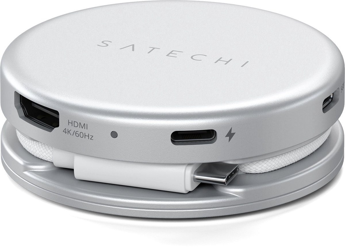 Image of Satechi On-the-Go 5-in-1 Multiport Adapter – Magnetisch Hecht aan iPad of MacBook – Plug & Play, Geen Apps Nodig – Compact en Draagbaar Ontwerp voor Reizen - Grijs