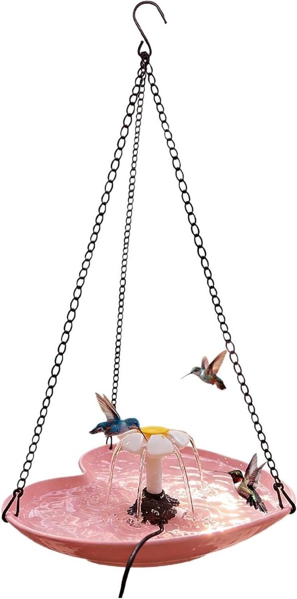 Zonnefontein - Vogelbad decoratie - Vogels lokken - Op zonne-energie - 20 cm diameter - Zwart