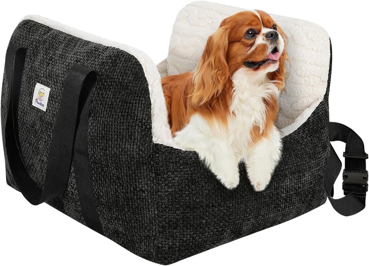 Autostoel voor Honden - Zwart - Hondenbed met Vaste Gesp en Veiligheidsriem - Geschikt voor Kleine Honden