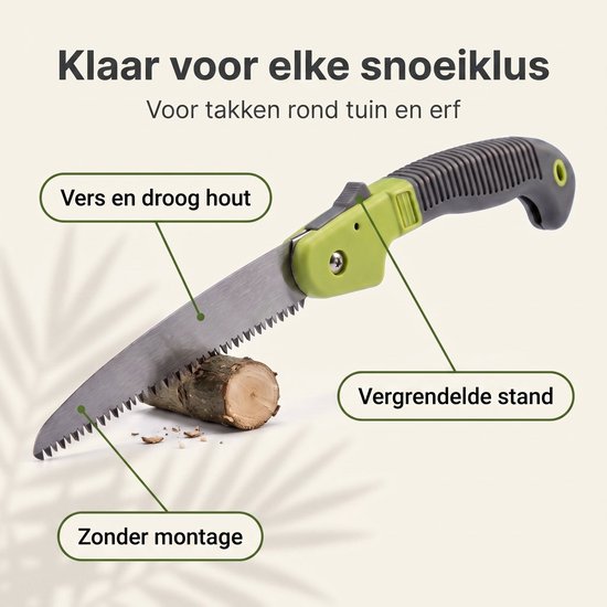 Cheqo® Takkenzaag Opvouwbaar - Snoeizaag Inklapbaar - Vouwzaag - Klapzaag - Handzaag - Boomzaag - Houtzaag - Tuinzaag - Zakzaag - Tuingereedschap voor Snoeien - voor Takken en Struiken - voor de Tuin - Kampeerzaag - Survival Zaag - Zaag van Cheqo — afbeelding 5