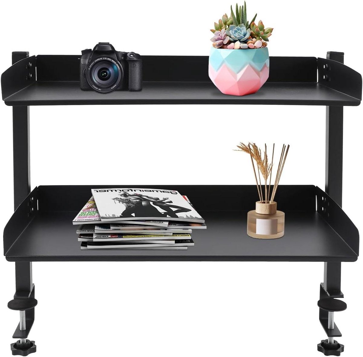 Klemrek Bureaurek - Bureau Organizer - Bureau Opruimen - 2 Etages Verstelbaar - 44 x 22 x 39 cm - Zwart