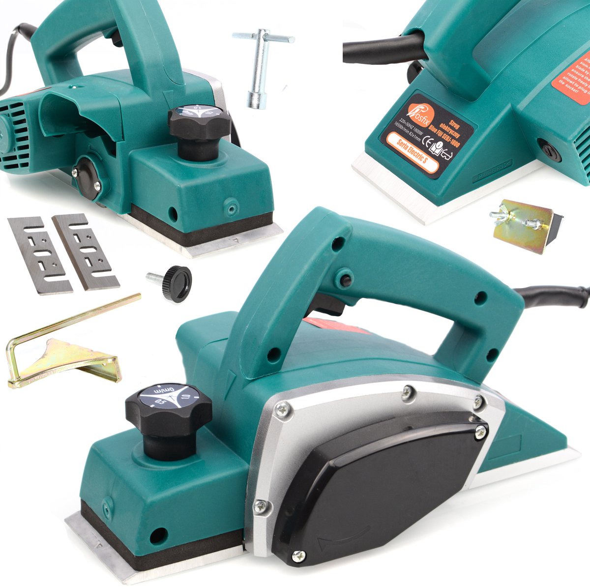 Rosfix Elektrische Schaaf SEBJ-1800 - Handhobel 1500W - 230V 16 000 rpm 82 mm Bewerkingsbreedte