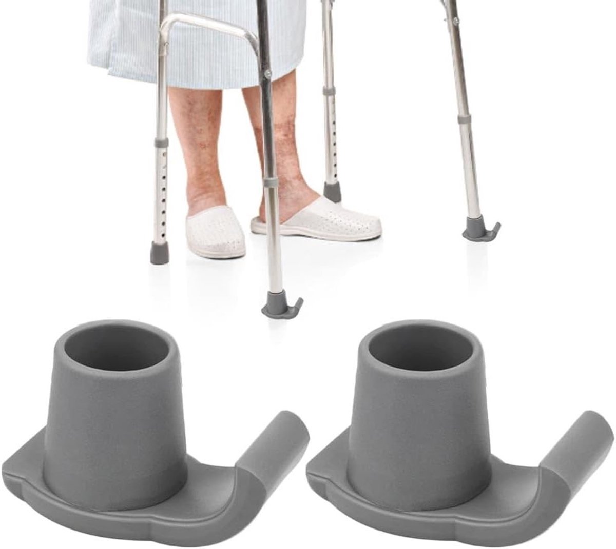 Universele vervangende rubberen doppen voor opvouwbare wandelwagens - 3,5-1,8 cm, 2 stuks (grijs) met extra grip en stabiliteit