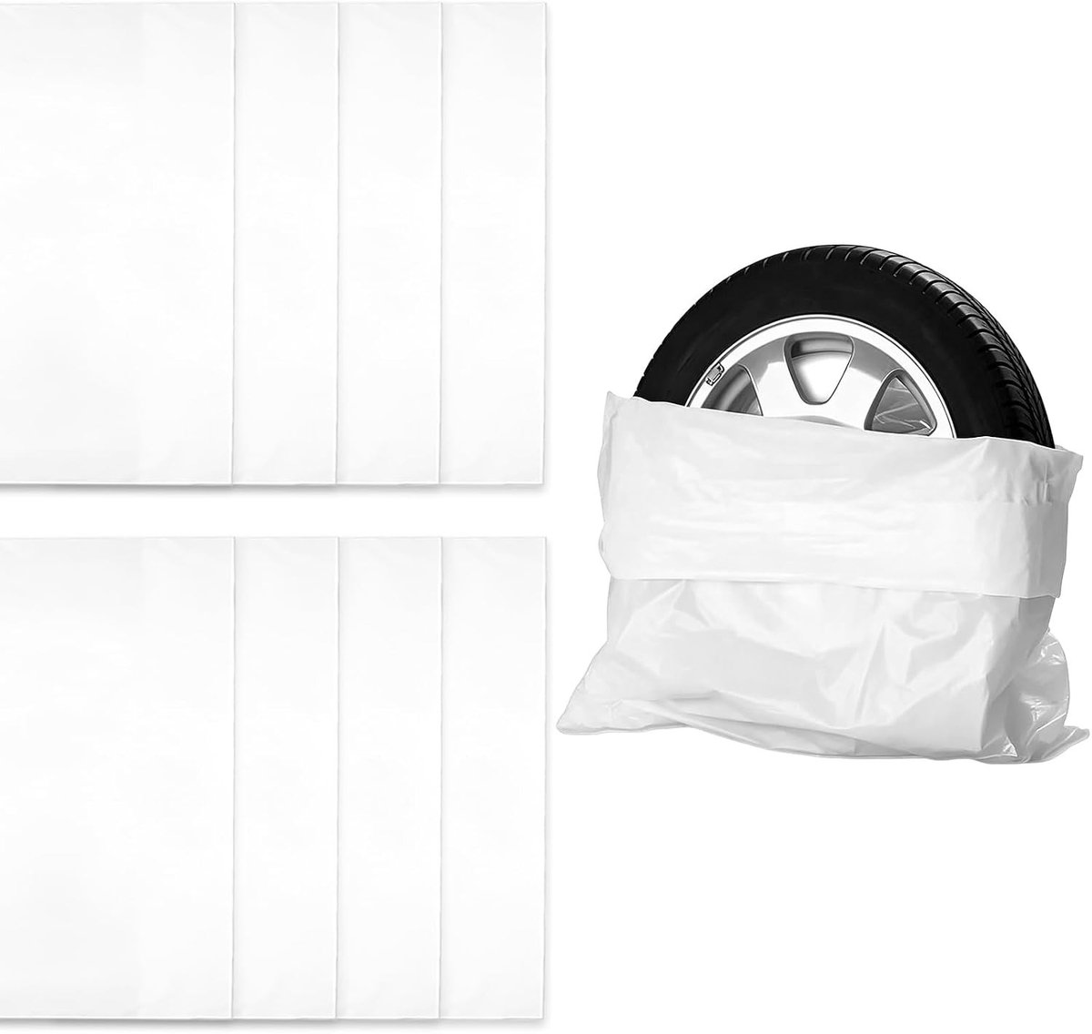Bandenzakken Set - Opberghoezen Wielen - Schoon Transport - Scheurvast Materiaal - 8 Stuks - Wit
