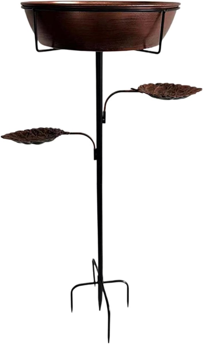 Vogelbad met Voederbak - Drinkbak Tuin - Vogels Voeden - Afneembare Kom - 35 x 35 x 10 cm - Brons
