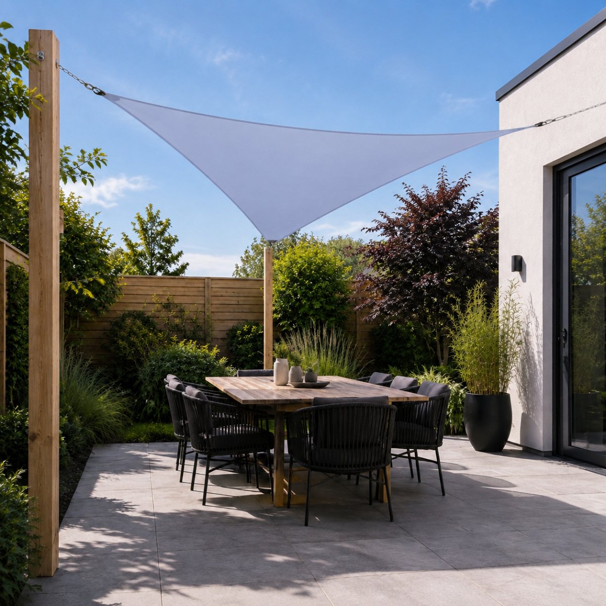 TuinChamp Schaduwdoek polyester grey 3x3x3m - Waterdicht - Driehoek - Zonnescherm balkon - Zonnescherm doek - Tuin zonnescherm