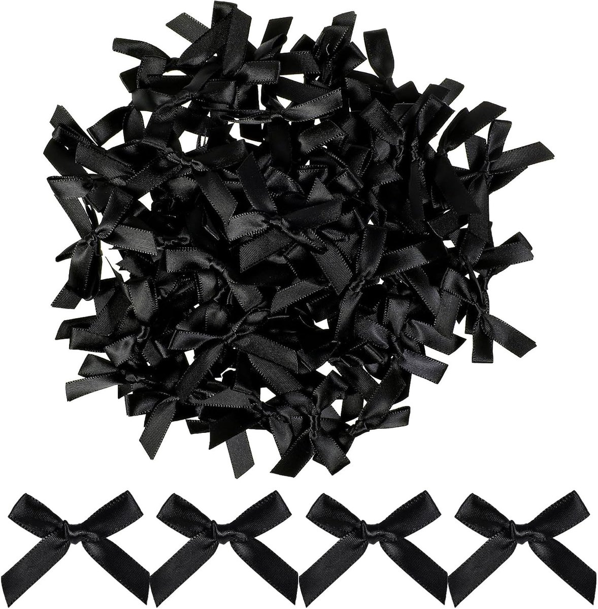 Miniature Zwarte Satijnen Strikken voor Cadeaus, DIY Decoratie, Perfect voor Traktatietasjes en Taartpoppen