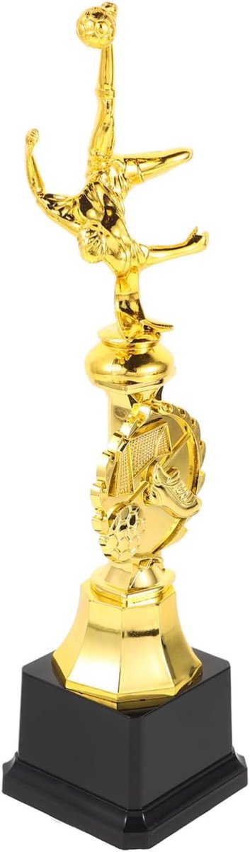 Voetbal Trofee - Gouden Bekers Medailles - Wedstrijd Beloning - Voetbal Thema Ontwerp - 30.3 cm - Goud