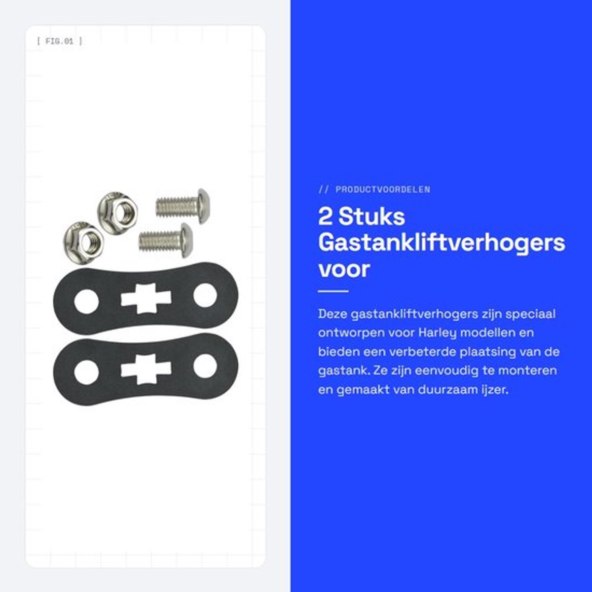 Gastankliftverhogers 2 Stuks - Zwart - IJzer - Compatibel met Ha-rley Sportster Nightster - Voorzijde - Lengte 7cm - Tankverhogers