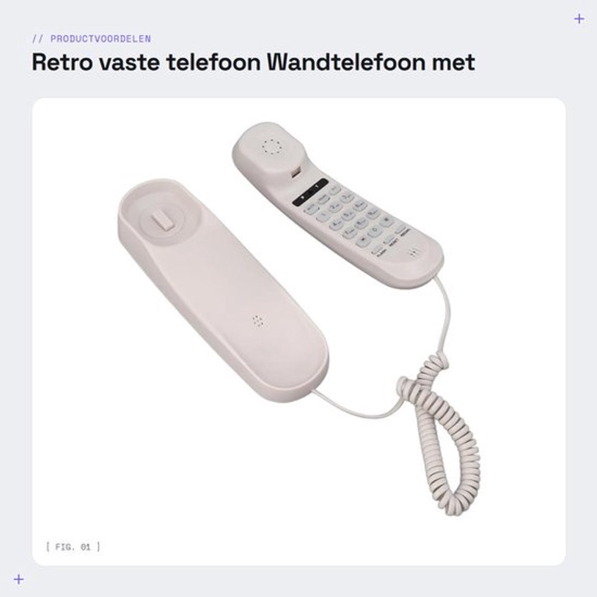Wandtelefoon met vintage design - Lichtgewicht - Instelbaar volume - Duidelijke belervaring - Multifunctioneel - Ruimtebesparend - Muurtelefoon