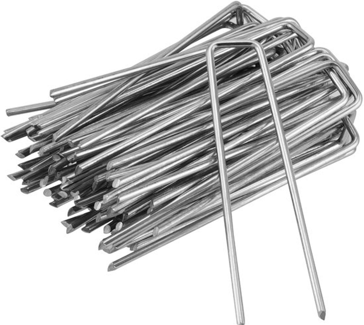 150 stuks gegalvaniseerde grondankers, 100 x 13 mm, Ø 3 mm, bevestigingsanker, grondankers van verzinkt, staal voor bevestiging van onkruiddoek, onkruidfolie, heggen, tuinvlies, omheining of