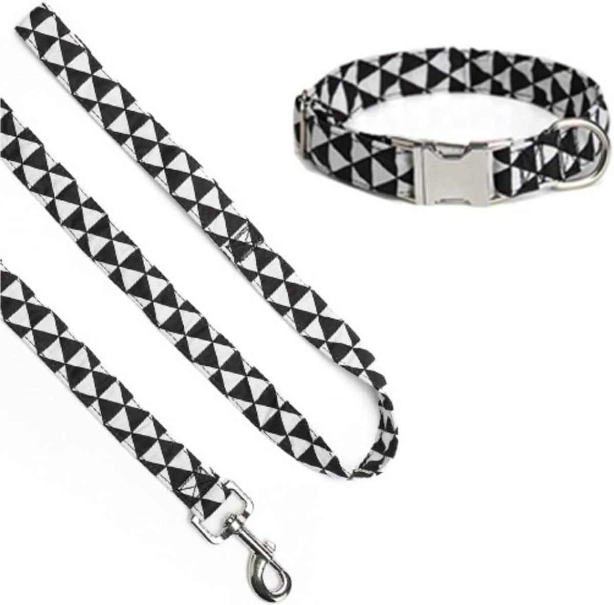 Hondenriem en Halsband - Hondenlijn Set - Actieve Huisdierentraining - Antislip Touwband - 2.0*50cm - Zwart