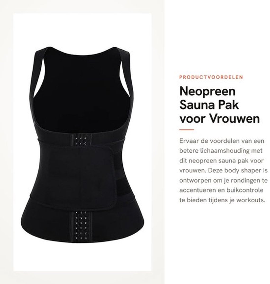 Sauna Pak Neopreen Body Shaper - Taille Trainer - Verstelbare Riemen - Gewichtsverlies - Comfortabele Pasvorm - Drie Rijen Haken - Tailletrainer