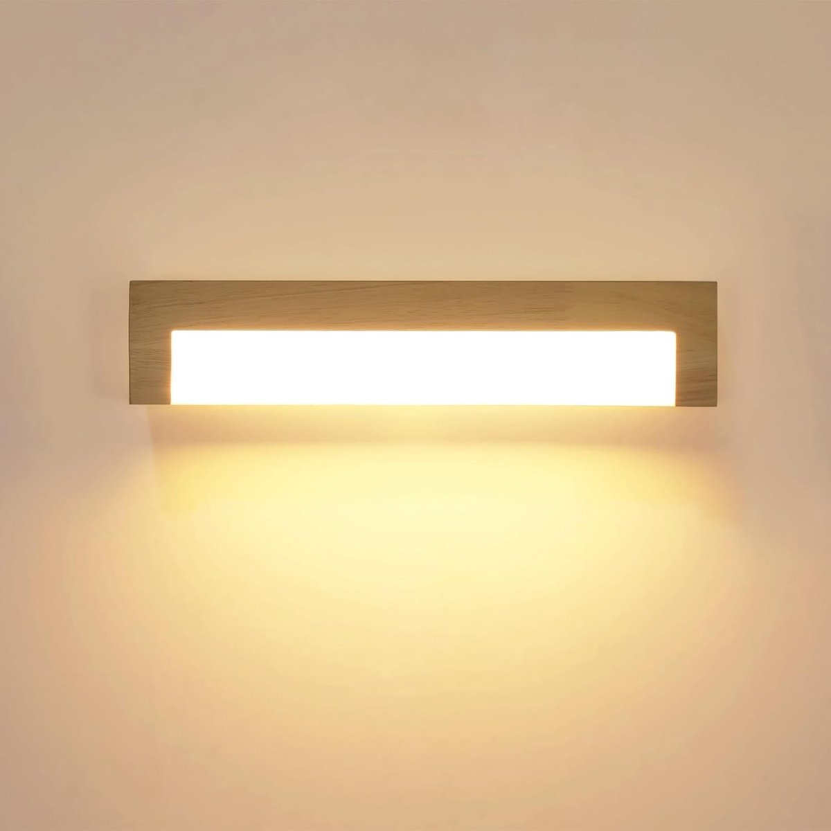 Moderne Wandlamp - Natuurlijke Houtkleur - 35 x 6,5 x 7,5 cm - LED Wandlamp met Warm Licht 3000K - Voor Woonkamer en Slaapkamer