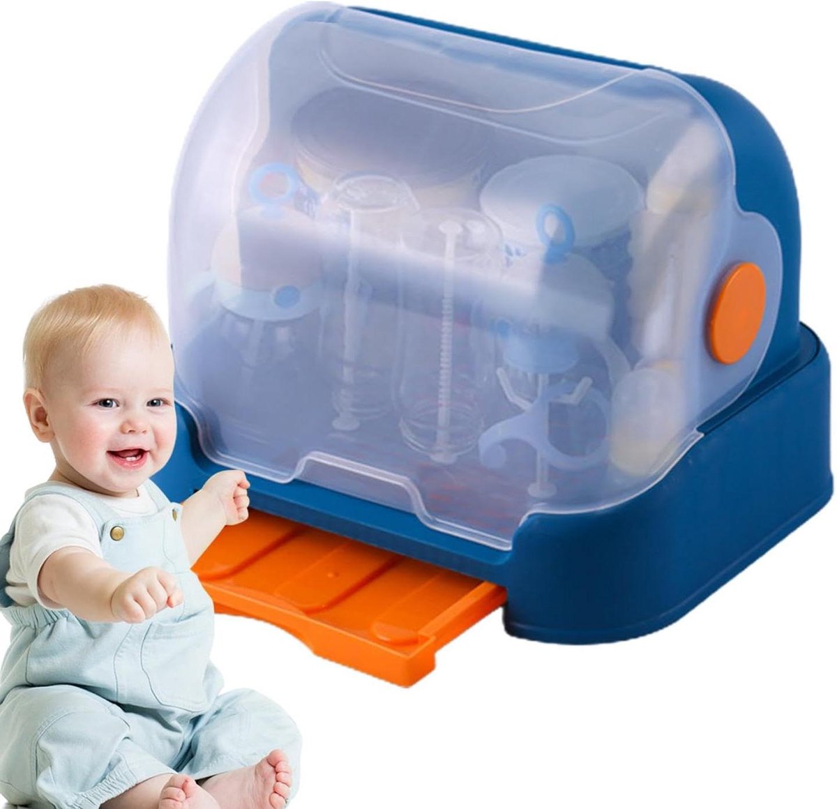 Babyfles Drogenrek - Fleshouder Organizer - Babyvoeding Organiseren - Verbeterde Functionaliteit - 40x29x26.5cm - Blauw