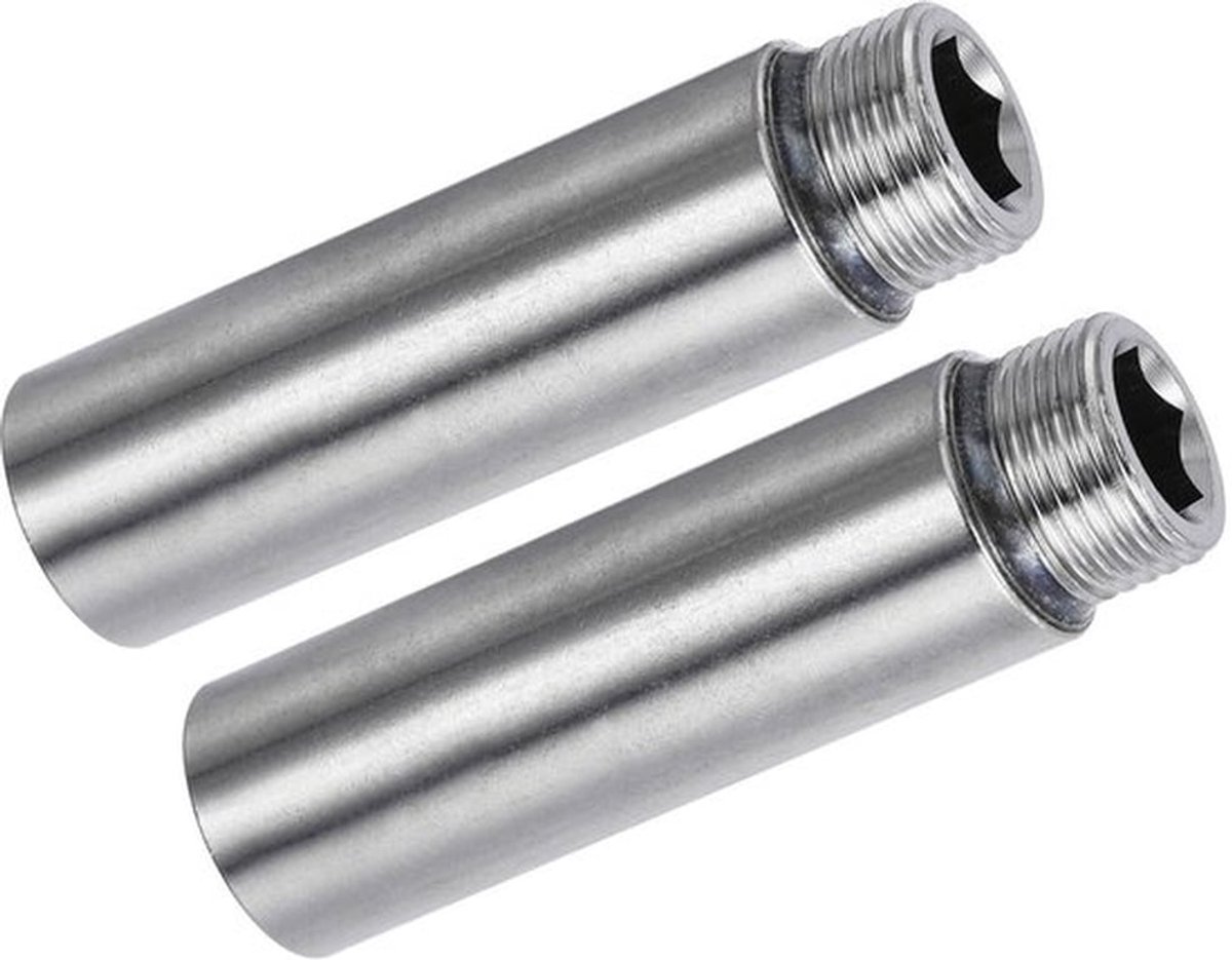 Douchekop Verlengarm 80mm - Douchearm Verlenging - Roestvrij Staal - G1/2 Draad - 4 Stuks - Corrosiebestendig en Duurzaam