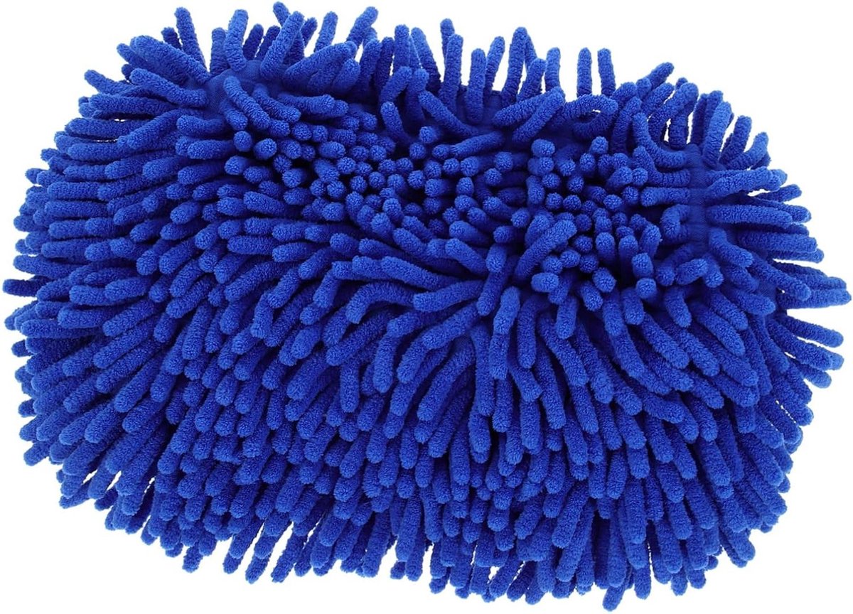 Autowasborstel - Reinigingsgereedschap - Auto Poetsen - Zachte Chenillekop - 30x20x4CM - Blauw