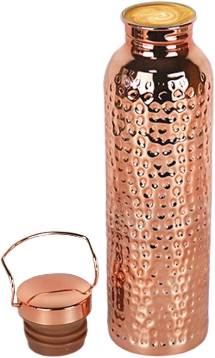 Koperen Drinkfles - Waterfles Bidon - Hydratatie Onderweg - Antislip Textuur - 800 ml - Goud