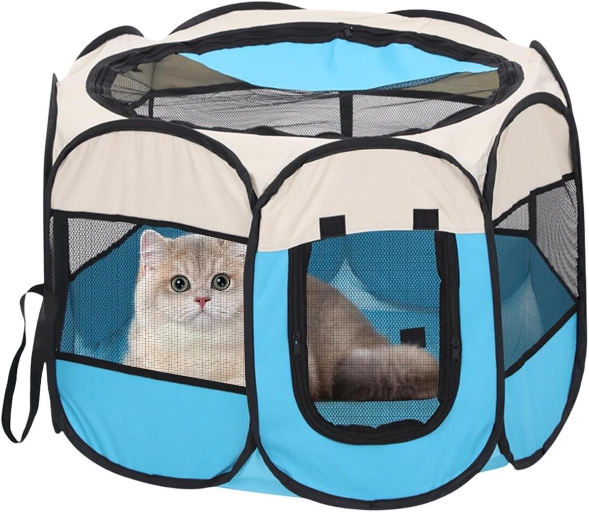 Huisdier Ren - Dierenverblijf Tent - Veilig Vervoer - Halfopen Privacy Ontwerp - 114x114x58 cm - Grijs