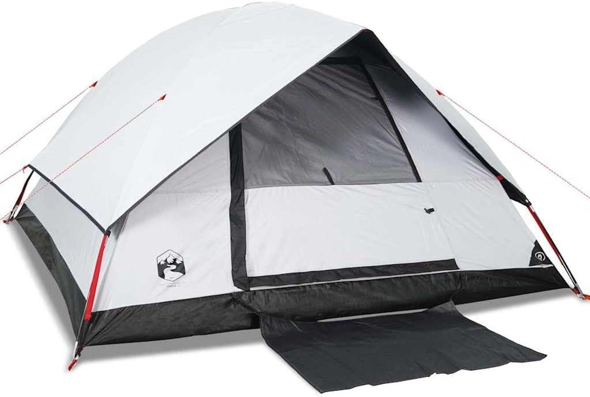 Koepeltent - Familietent Kampeertent - Kamperen met gezin - Verduisterend en waterdicht - 6 personen - Wit