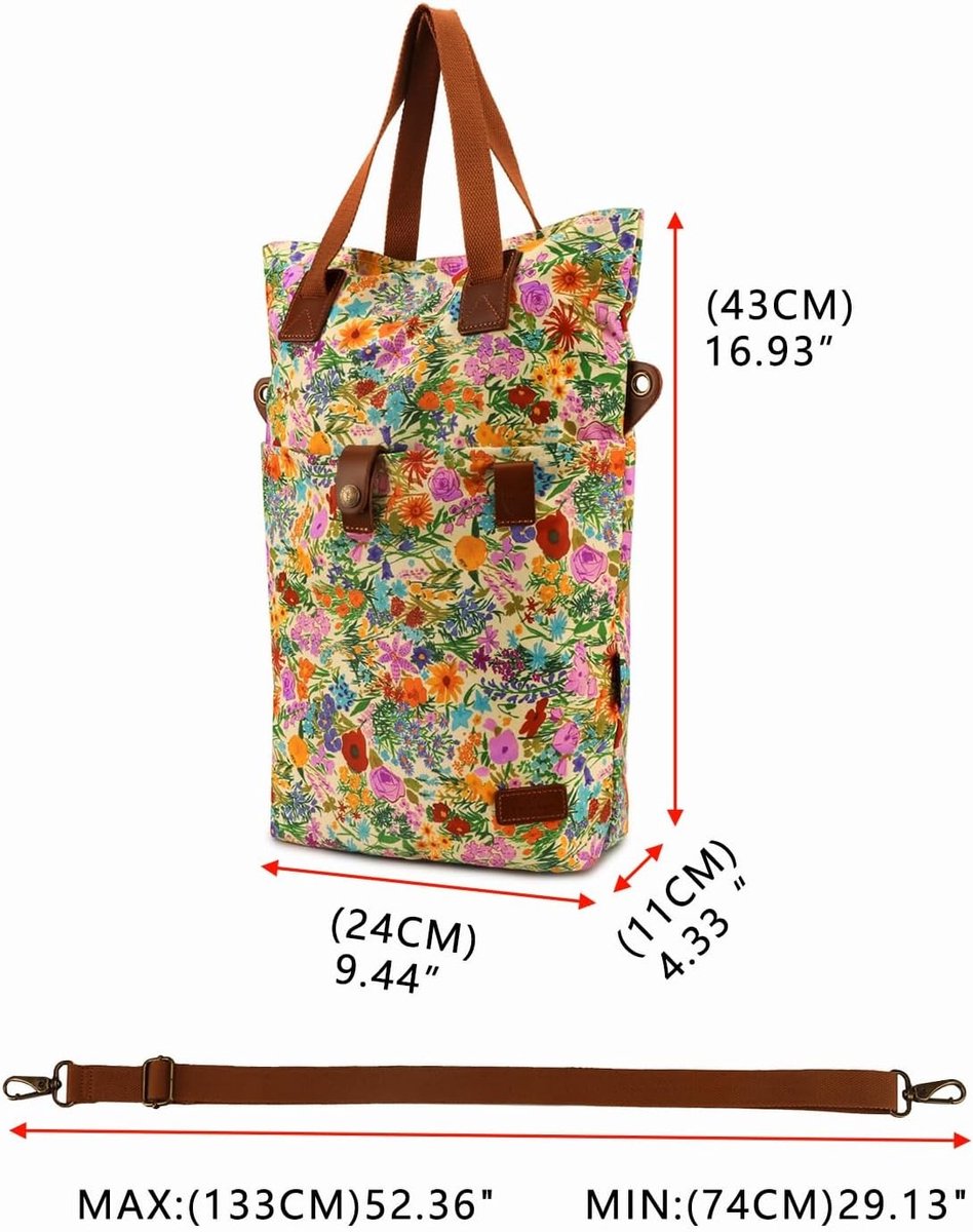 Fietstas - Geel - 43 x 11 x 24 cm - Waterdicht Canvas met Leer - Voor Dames en Woon-werkverkeer