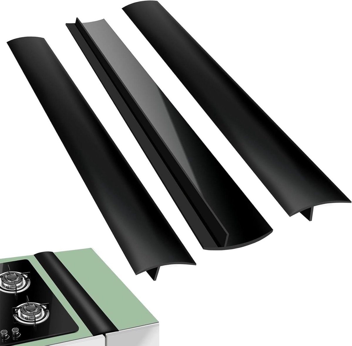 Siliconen Afdekkingen - Keukenstrips Aanrecht - Keuken Reinigen - Vormvast Flexibel - 635 cm - Zwart