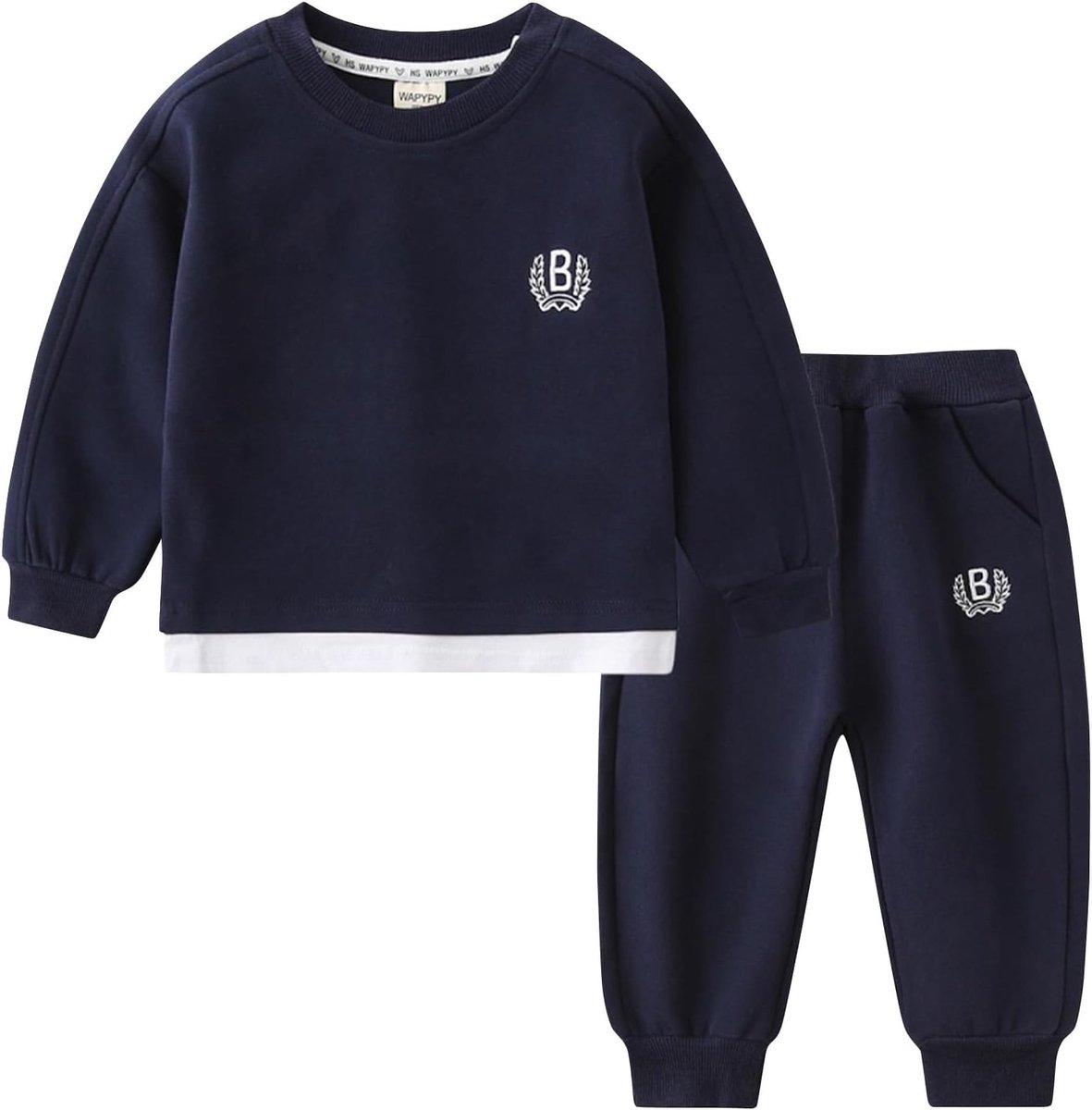 Herfst en Winter Outfit Set voor Peuters met Effen Kleurige Lange Mouw Trui en Joggers voor Jongens