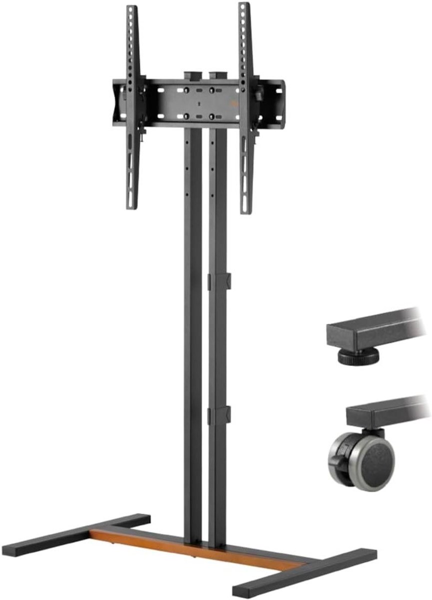 Tv-standaard met wielen - Televisiestandaard mobiel - Flexibel tv kijken - In hoogte verstelbaar - 34-55 inch - Zwart/walnoot