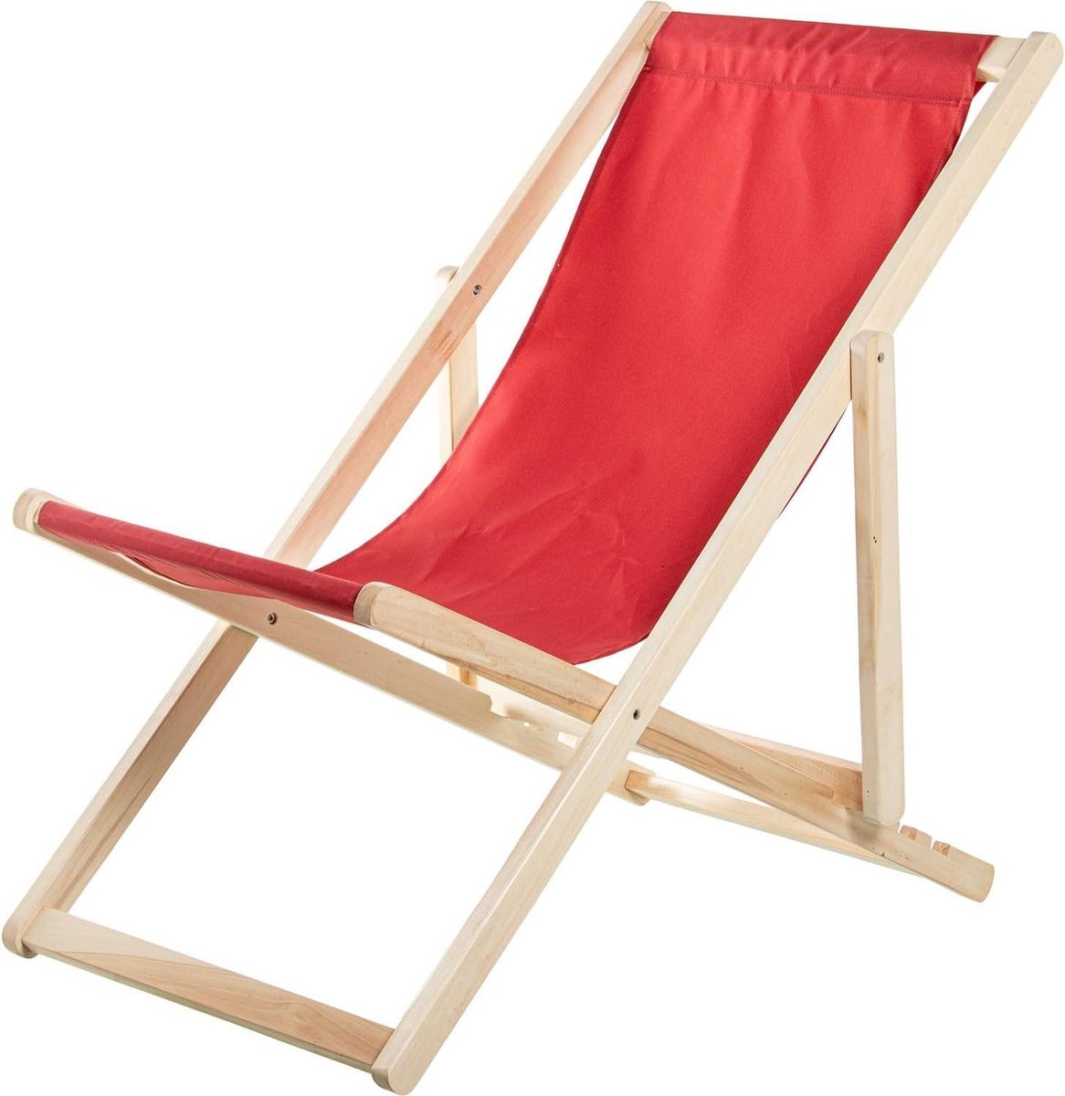 Opvouwbare hangmat - Houten relaxstoel - Buiten ontspannen - Vier verstelbare posities - 88.5 x 72 x 102.5 cm - Rood