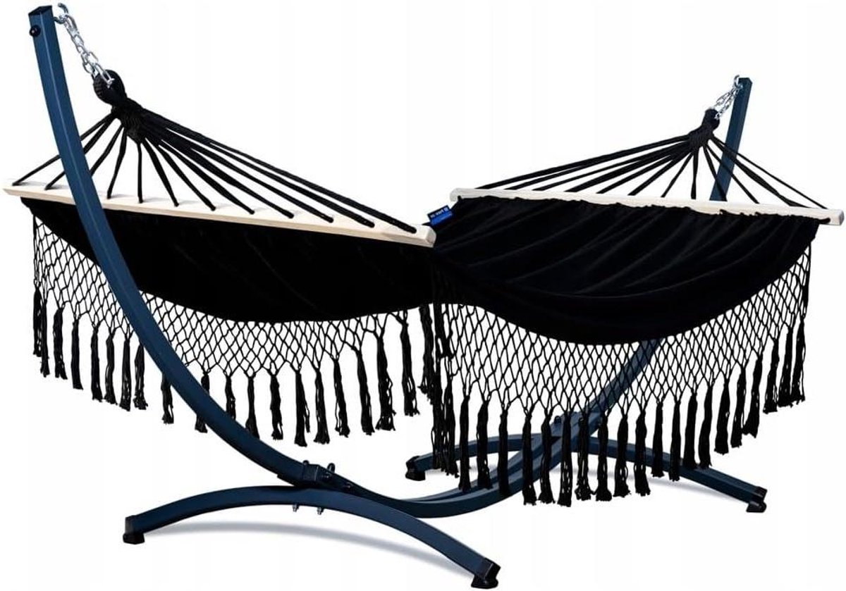 Hangmat met Standaard - Schommelstoel Buiten - Tuin Ontspanning - Versterkt Stalen Frame - 220 kg - Wit