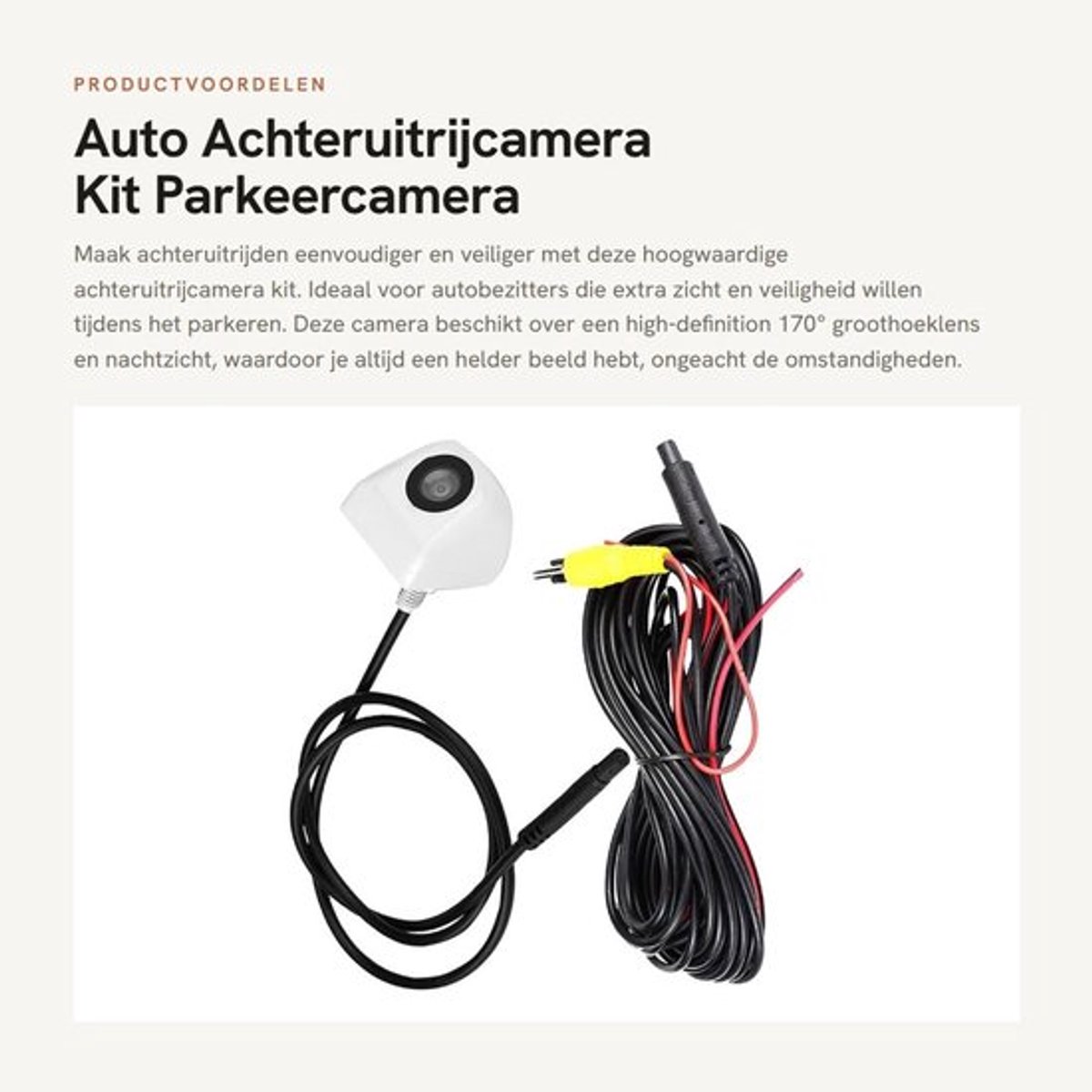 Achteruitrijcamera Kit - HD 170° Groothoeklens - Nachtzicht - Universele Pasvorm - Parkeercamera - Veilig Parkeren