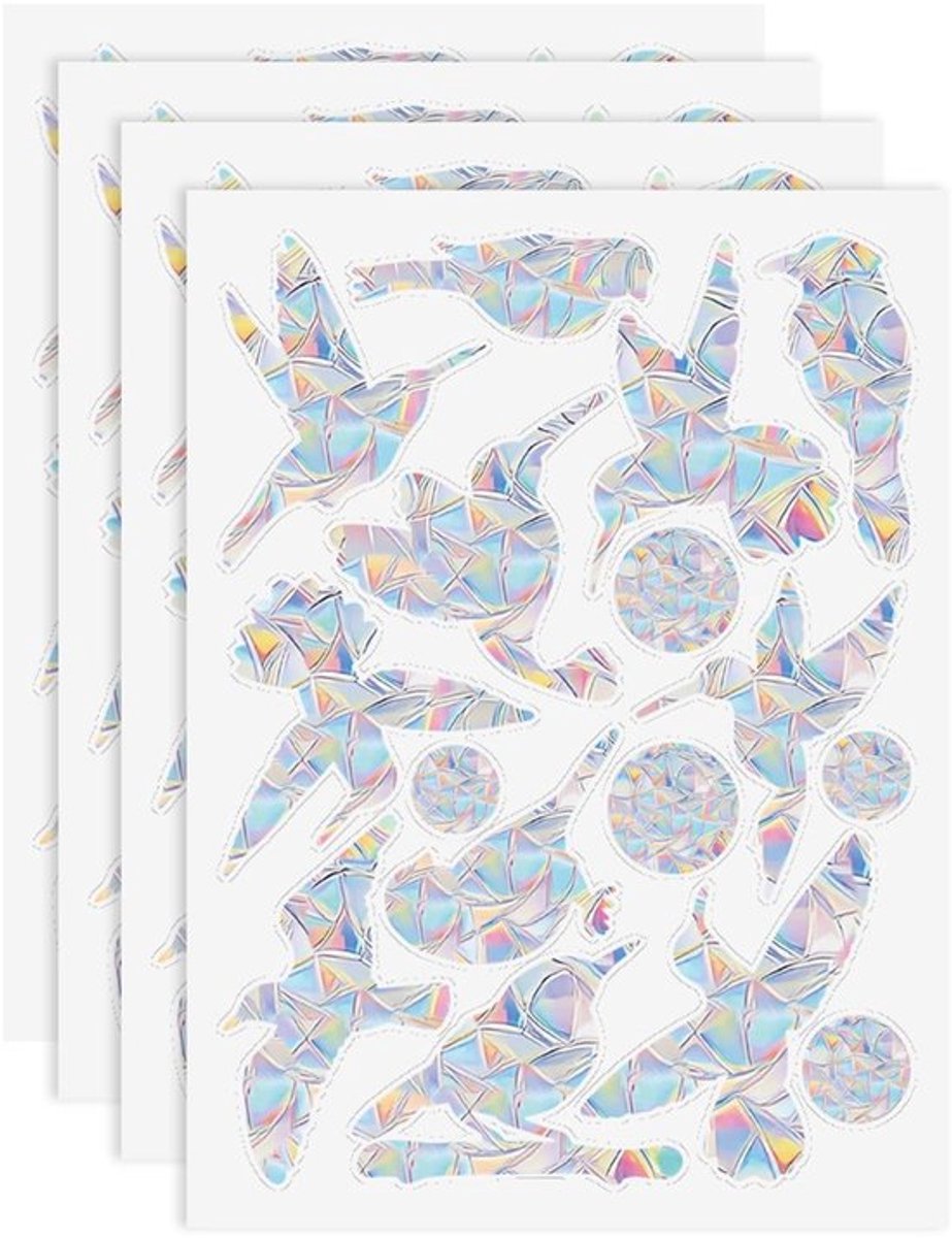 Anti-botsingsstickers Veelkleurig - Raamstickers Vogels - Statische Hechting - 4 Vellen - 64 Stuks - 30 x 22 cm