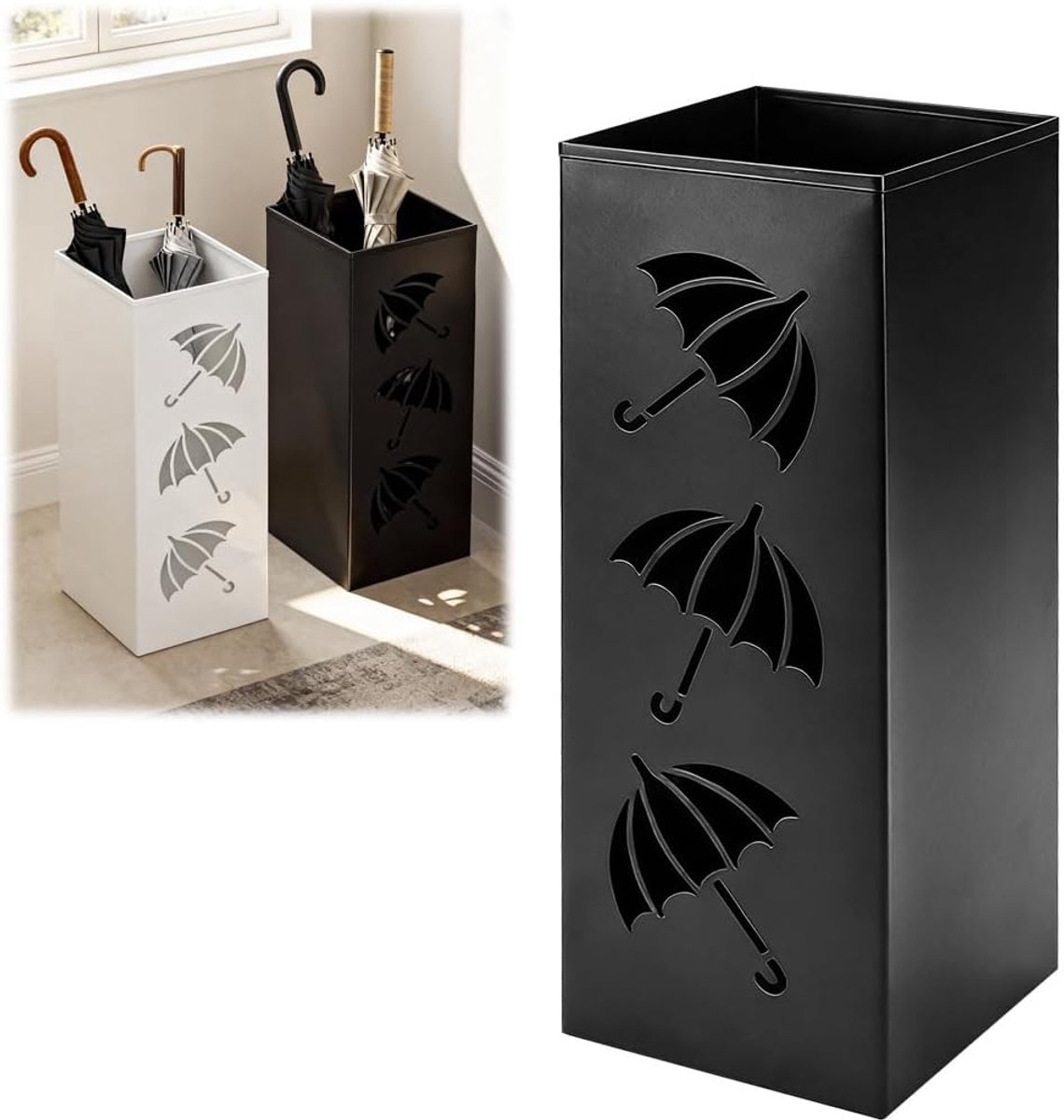Parasolhouder voor balkon - Zwart - 42 x 16 x 16 cm - Metalen Paraplustandaard voor Binnengebruik