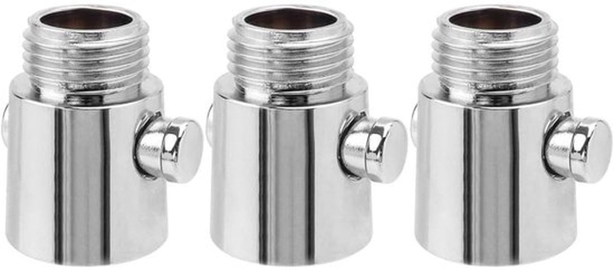 Afsluitklep 3 Stuks - Douche Flow Control Ventiel - Douchekop Slang Adapter - Waterbesparing - Chroom Afwerking - G1/2" Verbindingsgrootte - Waterregelaar