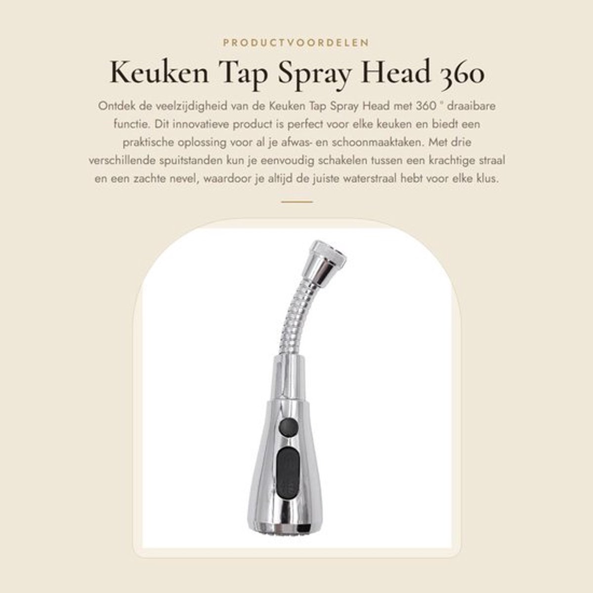 Keuken Tap Draaibaar 360° - Vervangingsspraykop - Gootsteenkraanbeluchter - Koper/Roestvrij Staal - 3 Modi - Geschikt voor Aanrecht/Badkamer - Sproeikop