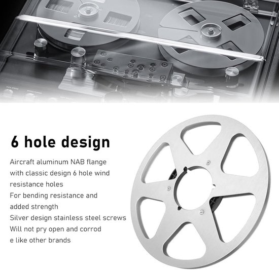 Opname Spoel - Lege Reel - Muziek Opnemen - 6 Gaten Ontwerp - 10.5 Inch - Zilver — afbeelding 5