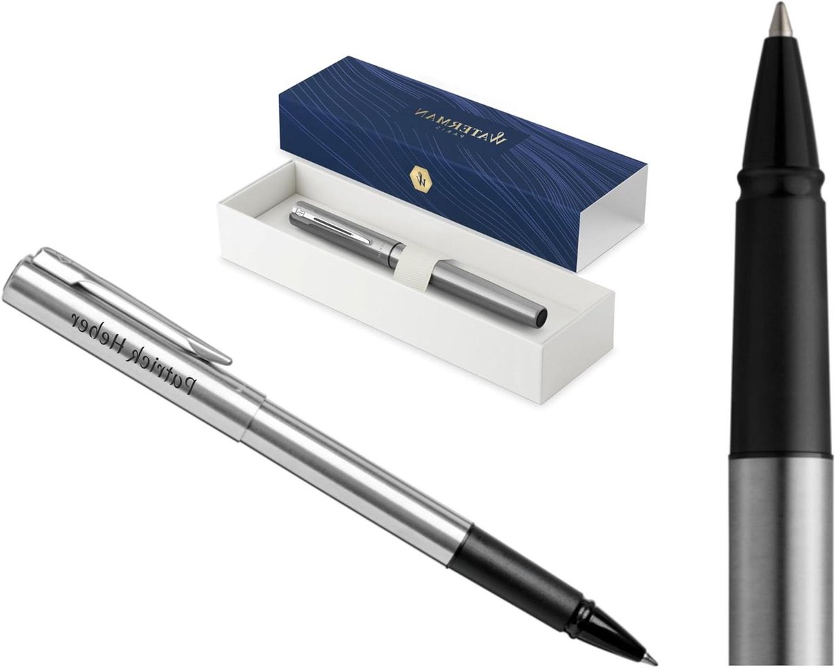 Luxe balpen - Schrijfapparaat cadeau - Dagelijks schrijven - Gepersonaliseerde gravure - Blauwe inkt - Roestvrij staal